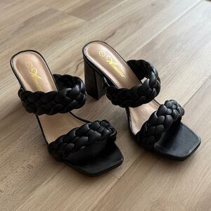 [Athlefit] Black Braided Women's Heels